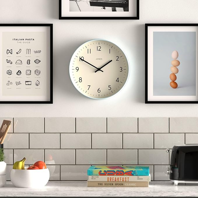 JONES CLOCKS® Studio wall Clock | Modern Round Style | 12 inch | Pale Blue | - Image 3