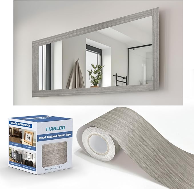 TIANLDD 27 FT Wood Grain Wallpaper Border, Removable Waterproof Mirror Border by TIANLDD