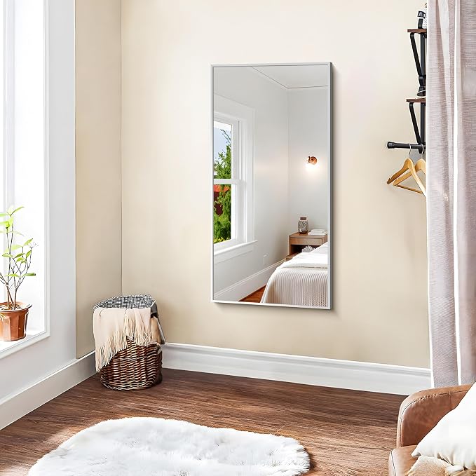 KOCUUY Silver Framed Mirror, HD Tempered Glass, Anti-Rust Frame, Modern Design - Image 5