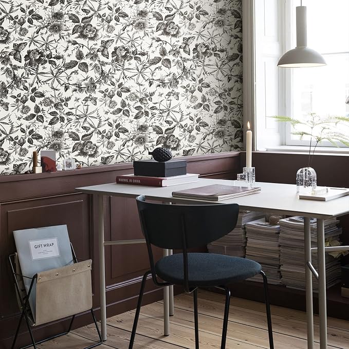 JiffDiff Floral Vintage Wallpaper Peel and Stick，Rose Wallpaper Removable Vinyl - Image 6