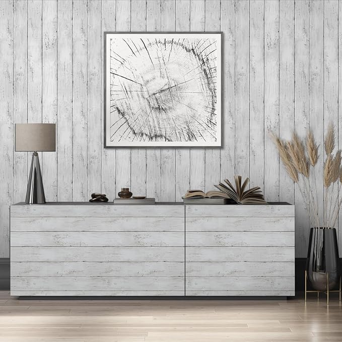 White Grey Wood Paper 17.71 in X 205 in Self-Adhesive Removable Peel and Stick - Image 7