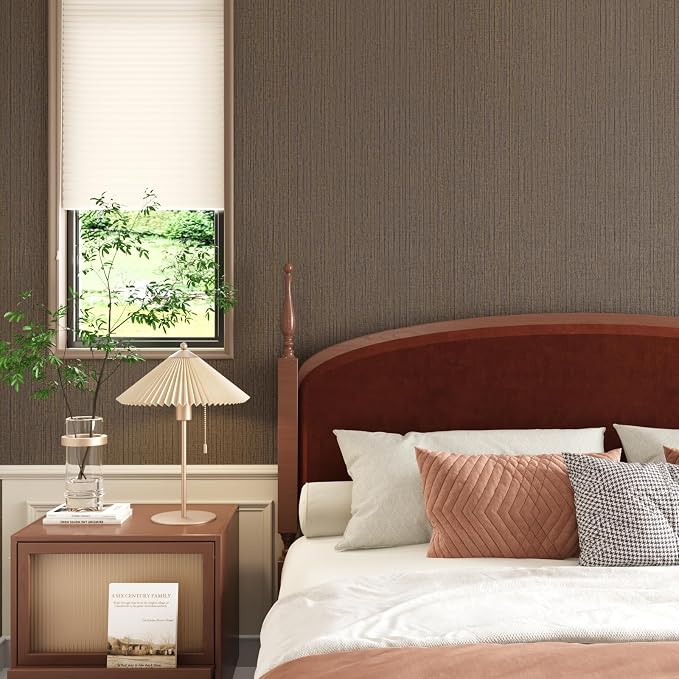 CRE8TIVE Dark Brown Grasscloth Peel and Stick Wallpaper Textured Grass Cloth - Image 3