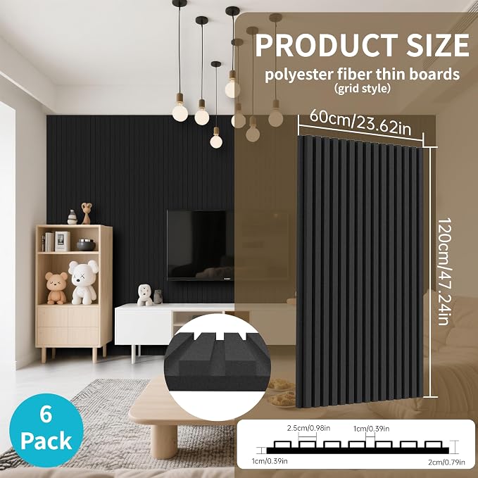 EVERECO 6 Pack Acoustic Panels Dual-Layer Thickened-47.2"x23.6"x0.72" - Image 3