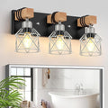 FadimiKoo 3-Light Wood Bathroom Light Fixtures Over Mirror, Rustic Black Silver by FadimiKoo