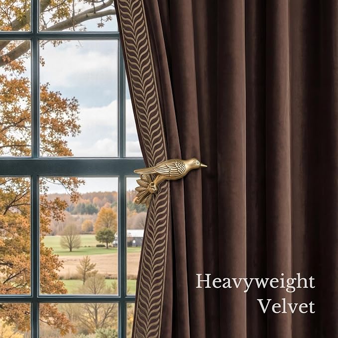 NICETOWN Rod Pocket Embroidered Trim Velvet Curtains, 2 Panels, Velvet Curtains - Image 6