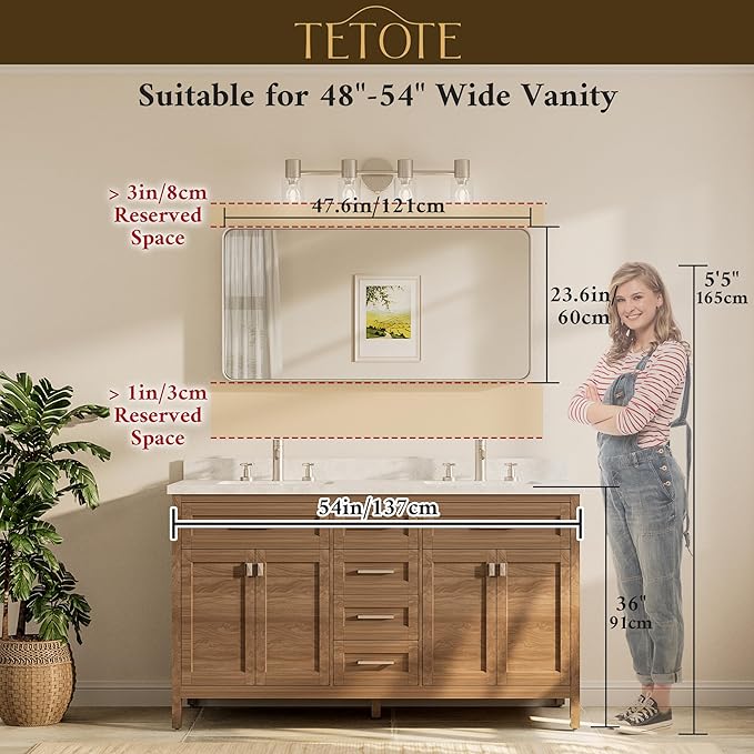 TETOTE Brushed Nickel Mirror 48 x 24 Inch - Image 8