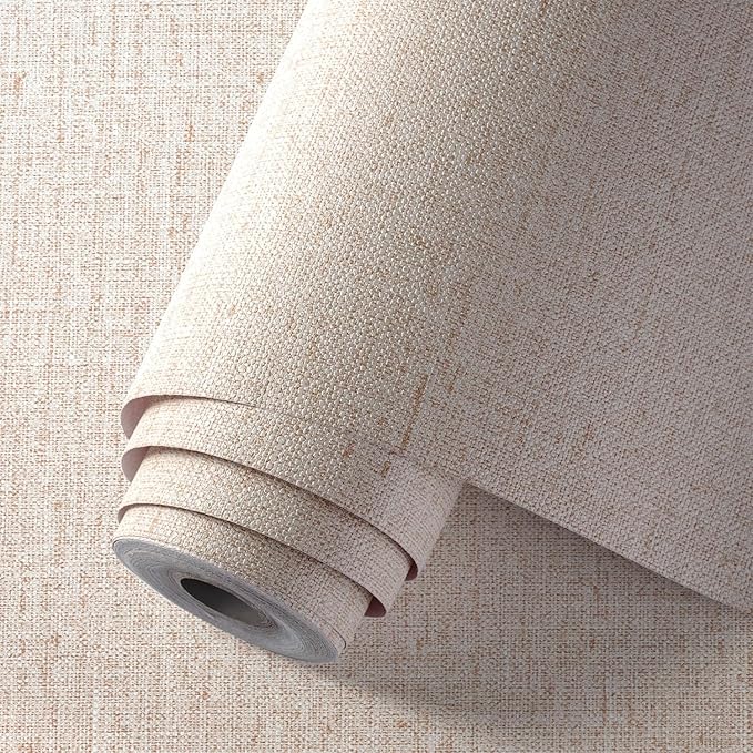 Beige Textured Contact Paper Grasscloth Wallpaper Peel and Stick Linen Self - Image 2