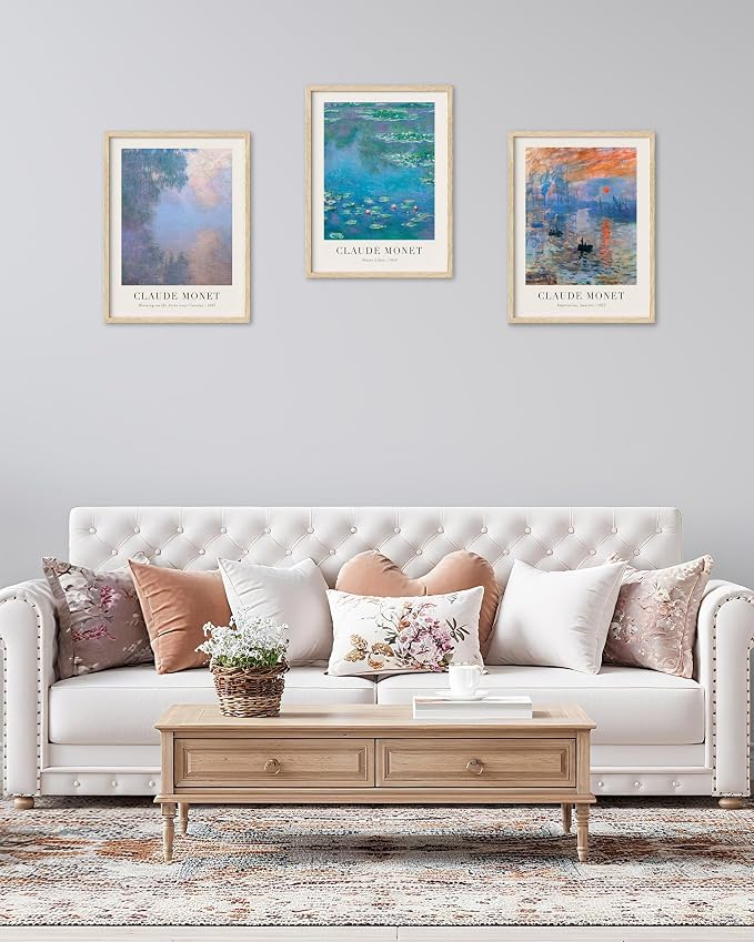 HesenDot Unframed Claude Monet Wall Art Set of 3, 12x16in Water Lilies - Image 7
