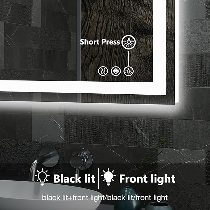 DUMOS 24.1"x36.1" LED Bathroom Mirror, Smart Anti-Fog Bathroom Vanity Mirror - Image 5