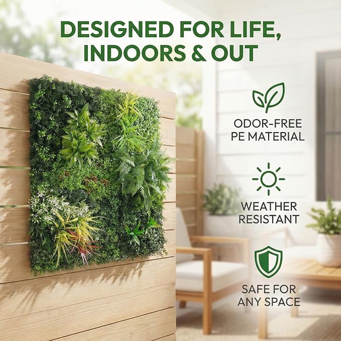 Artificial Plant Wall Panels, Faux Grass Ivy Privacy Screen Fence, Grass Wall - Image 3