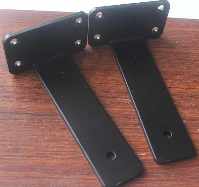 4 Pack - 6 inch Black Hidden L Shelf Bracket Iron Floating Shelf Brackets - Image 7