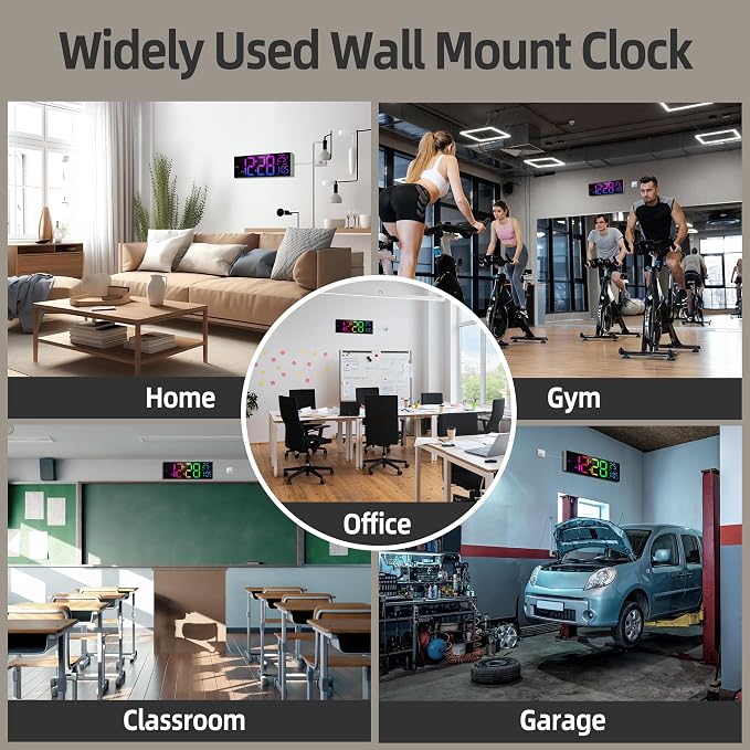 HAITANG 8 Colors Digital Wall Clock, 16.2" Large Digital Clock - Image 6