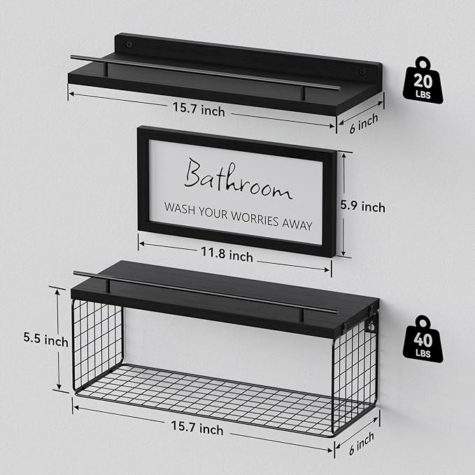 WOPITUES Floating Shelves for Wall Decor Sign, Bathroom Organizers and Storage - Image 3