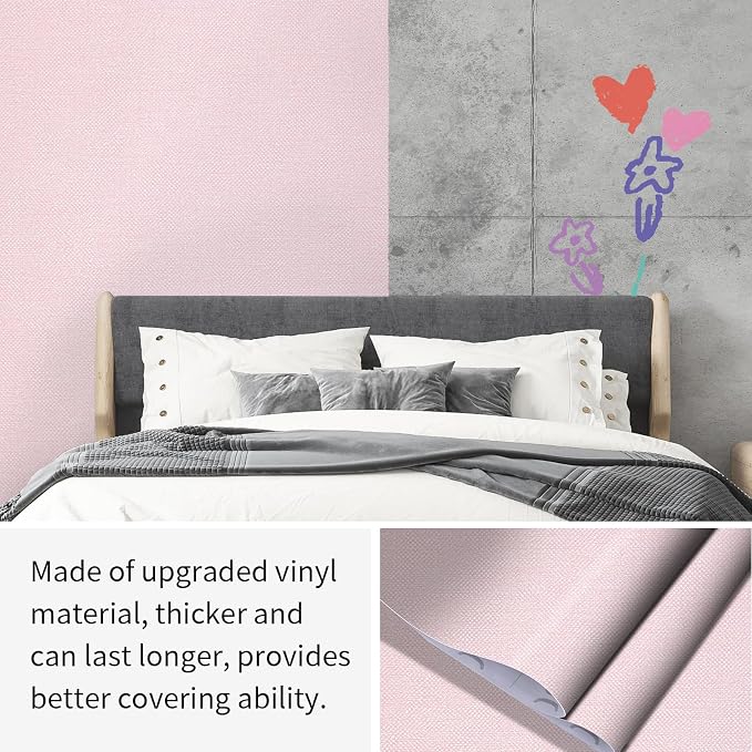 Pink Grasscloth Wallpaper Peel and Stick Textured Contact Paper - Image 9