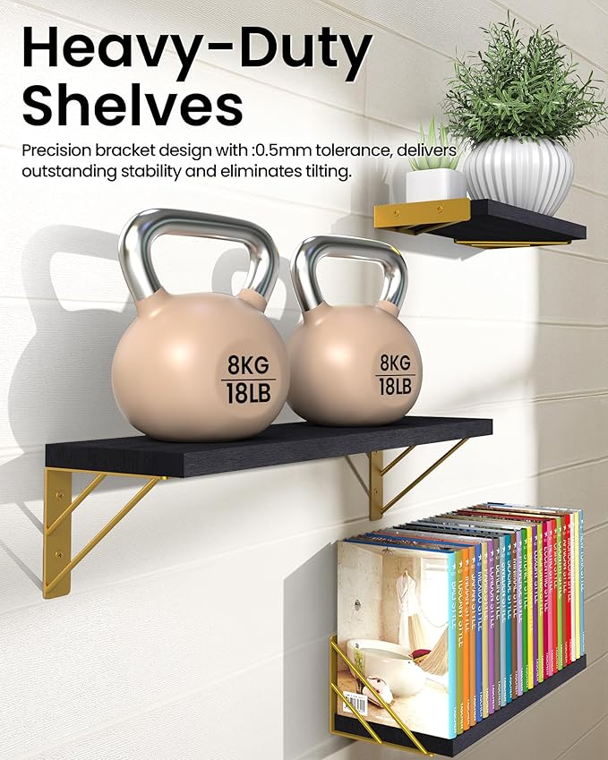 BAYKA Wall Shelves for Bedroom Decor, Floating Shelves for Living Room Kitchen - Image 4