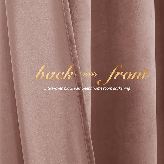 NICETOWN Dusty Pink Velvet Curtains and Drapes - Image 4