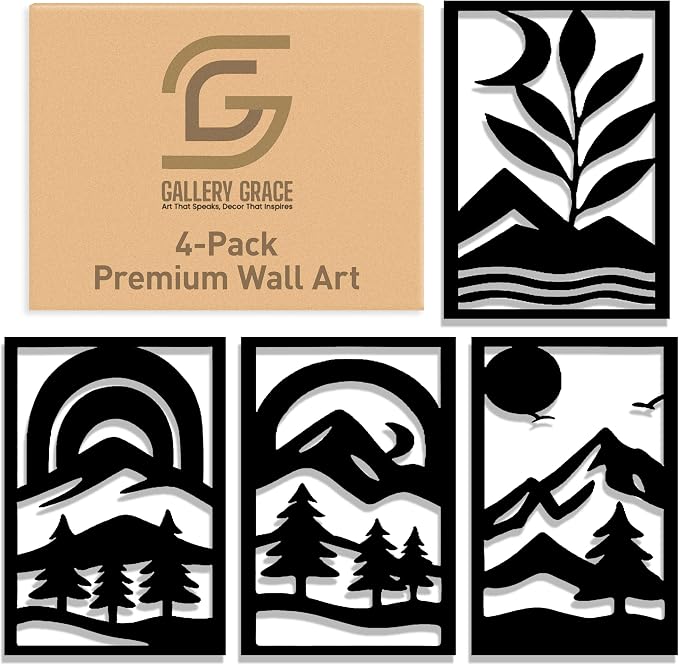 GALLERY GRACE Metal Wall Art Decor – 11" x 16" Set of 4 Abstract Landscape - Image 2