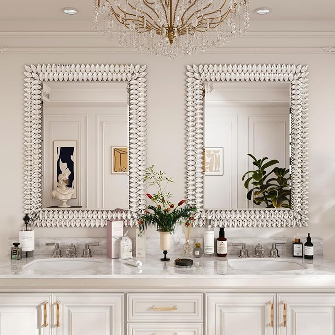 Kelly Miller 30"x40" Jeweled Bathroom Wall Mirror, Large Rectangle Decorative - Image 4