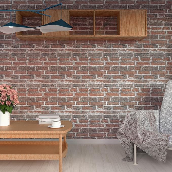 3D Wall Panels Peel and Stick in Red White Stone, Faux Brick Wall Panels - Image 4