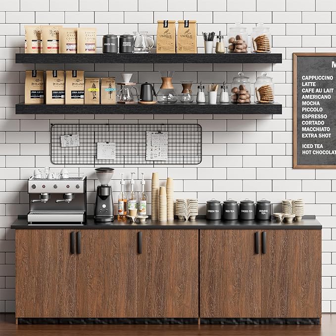 Heimlove Floating Shelves for Wall 48 Inches Long, 9.3" Deep Black Floating - Image 6