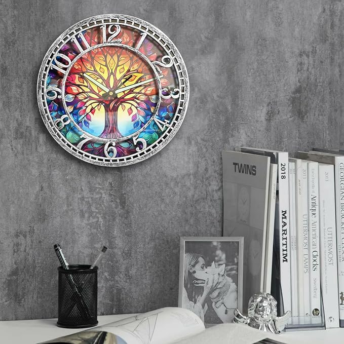 WANGIRO Tree of Life Wall Clock 12inch Silent Movement Clock Precise - Image 2