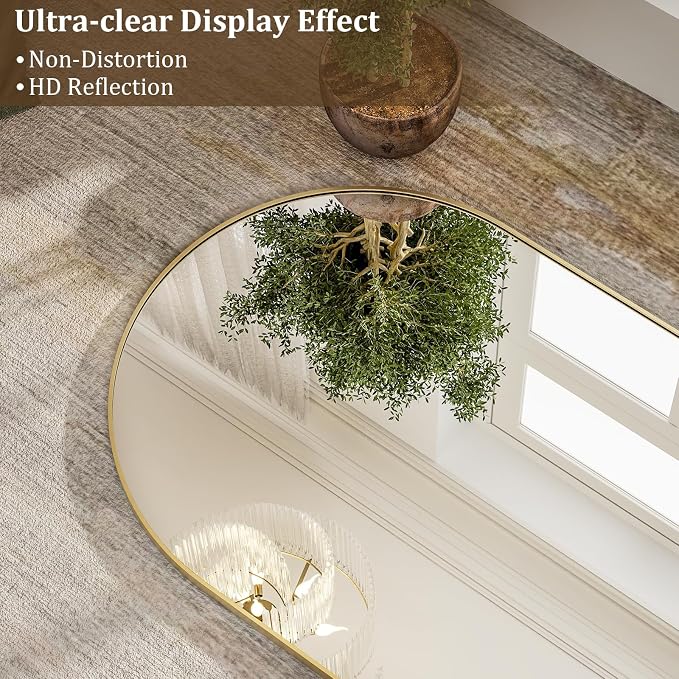 HARRITPURE 76"x34" Arched Full Length Mirror, Floor Mirrors - Image 3