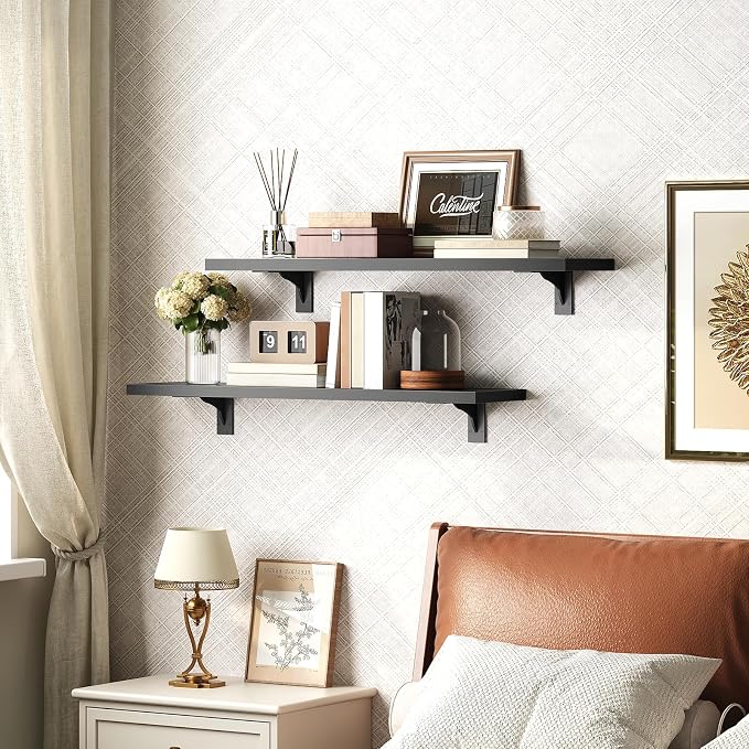 HOOBRO Floating Shelves for Wall, 23.6" Wall Mounted Shelves Set of 2, Hanging - Image 2