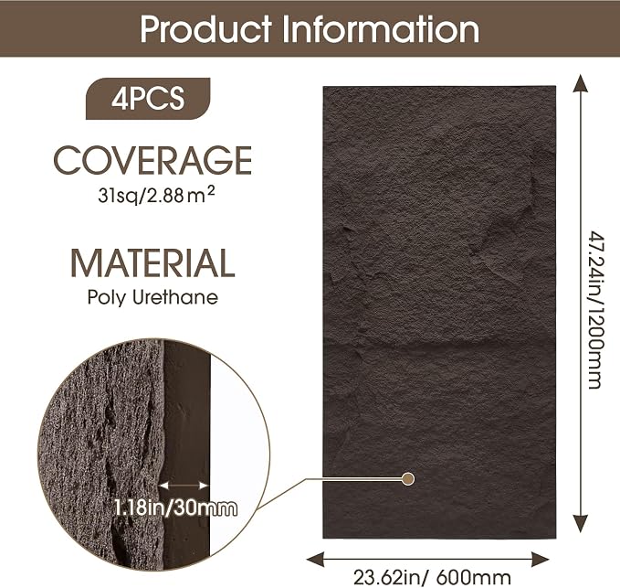 3D Faux Stone Wall Panels, Lightweight & Waterproof, Easy DIY Install - Image 2