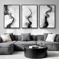 Large Framed Black and White Abstract Wall Art by Cuspin