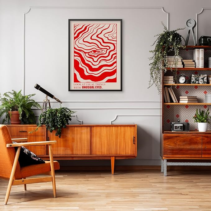 Medpol Retro Red Abstract Eye Canvas Wall Art Vintage Hippie Trippy Poster - Image 6