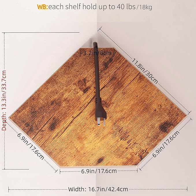 JJL Corner Shelf, 12 Inch Set of 2 Floating Shelves - Image 3