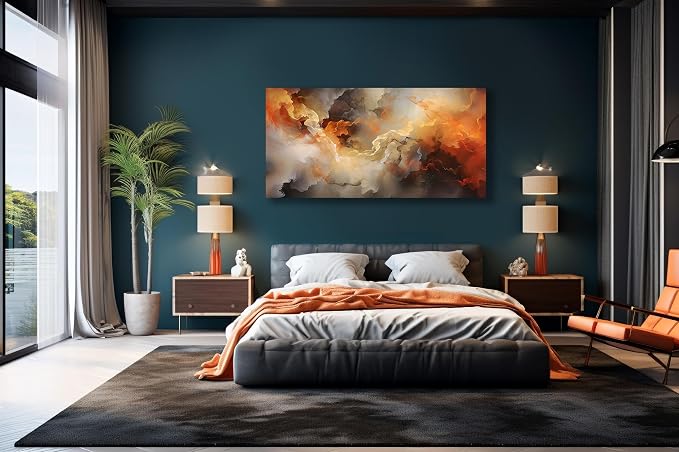 VHMING Abstract Wall Art Home Decor Orange Artwork Wall Art Prints Canvas - Image 4