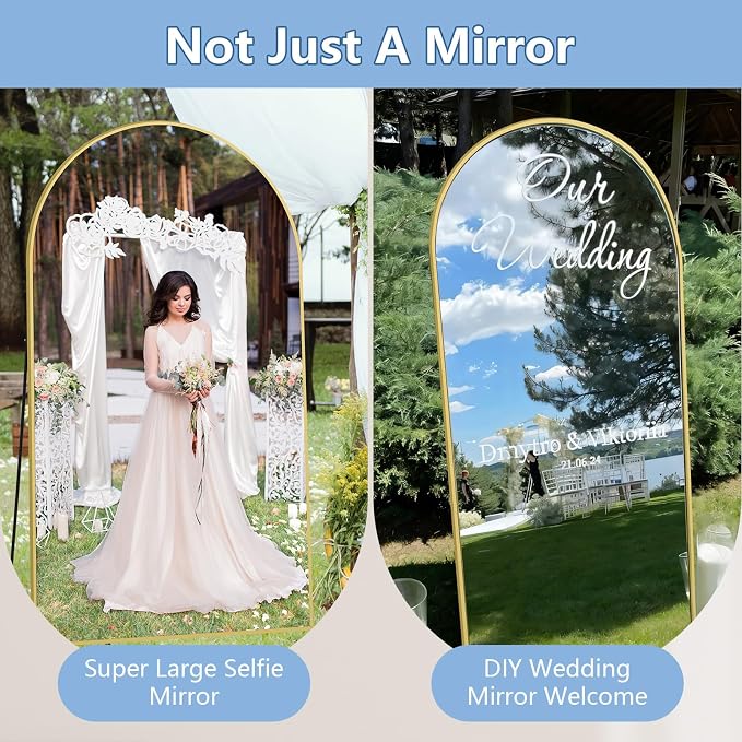 Arched Full Length Mirror with Stand, Extra Large Gold Full Length Body Mirror - Image 6