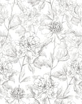 JiffDiff Black and White Floral Wallpaper Peonies Removable Peel and Stick by wallpaper