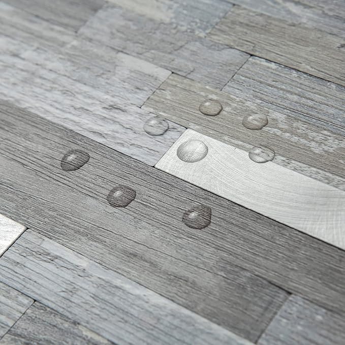 AULIGET 40 Sheets Peel and Stick Backsplash, Distressed Wood Look PVC Wall - Image 3