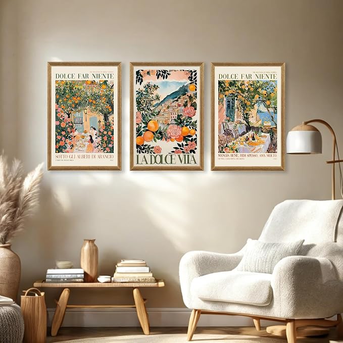 SYWENNOI 3 Pieces Wood Framed Italy Scenes Canvas Wall Art, Tuscan Wall Decor - Image 2