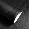 JiffDiff Wallpaper Peel and Stick Textured, 3D Black Embossed Wall Paper Stick by wallpaper