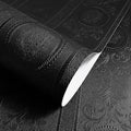 JiffDiff Wallpaper Peel and Stick Textured, 3D Black Embossed Wall Paper Stick by wallpaper