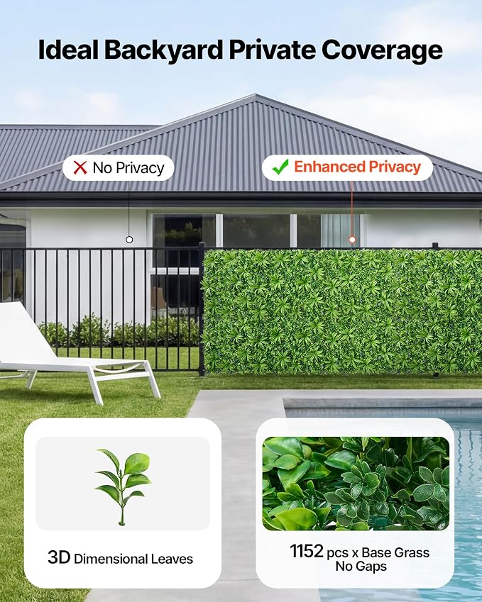 VEVOR Artificial Plant Wall, 40 x 120 in Artificial Boxwood Panels, Sun - Image 2