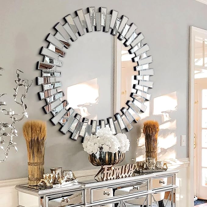 Chende Round Mirrors for Decor, Frameless Circle Mirror for Living Room by ChendeMirror