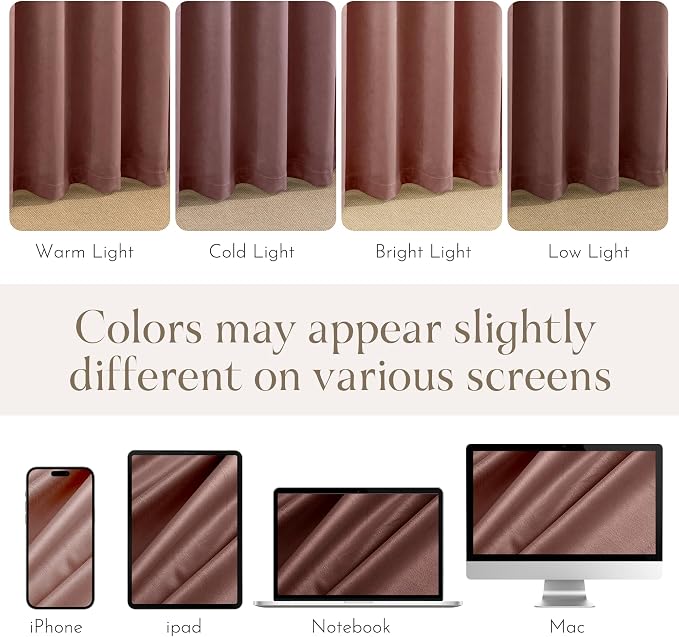 NICETOWN Pink Velvet Curtains 120 inches - Image 7