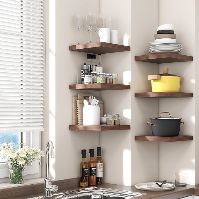 Square Floating Shelves for Wall 8"W x 8"D x 1.2"H, Small Engineered Wood Wall - Image 2