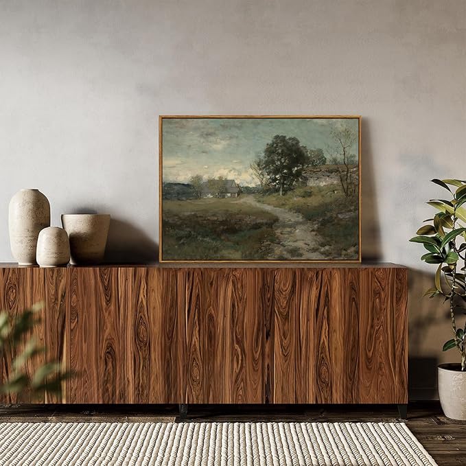 OIQArtOIQ Framed Vintage Landscape Wall Art French Country Cottage Natural - Image 2