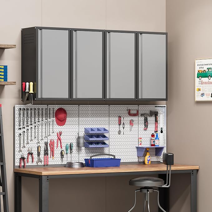 Metal Garage Wall Cabinet with 1 Door, 13.78'' Wide Wall Mounted Tool Cabinets - Image 2