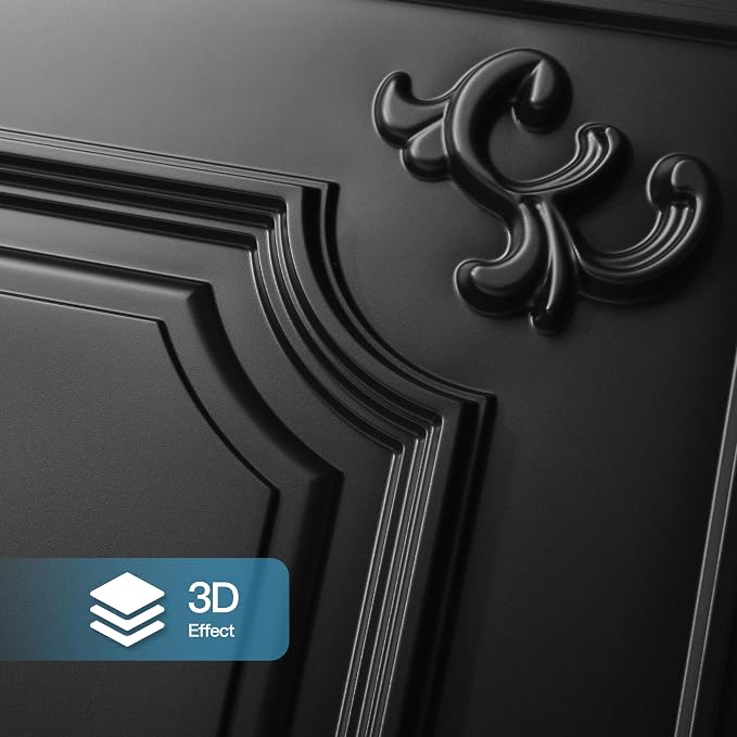 Art3d Drop Ceiling Tiles 24x24, Wainscoting Panels Glue Up 2x2, Cloud-Black - Image 2