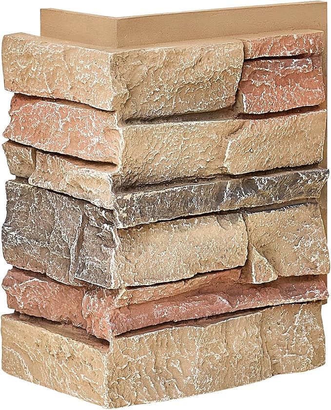1.77 Inch Deep 3D Faux Stone Corner Panels Matching 2 Piece Set - Image 2