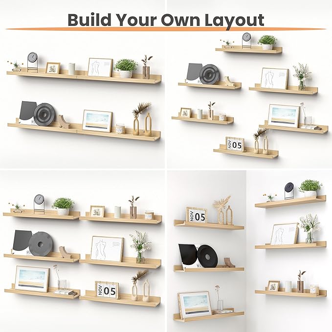 upsimples Floating Shelves for Wall, 23.6 Inch Shelves for Decor Storage Set of - Image 4
