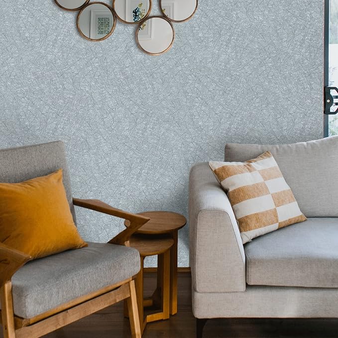 Cohoo Home Gray Peel and Stick Wallpaper Grey Silk Contact Paper - Image 3