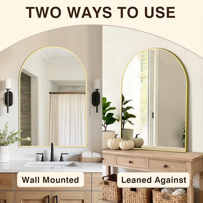 Vanity Bathroom Mirror for Wall, 2 Pack 36”x24” Arched Bathroom Mirror for Over - Image 6