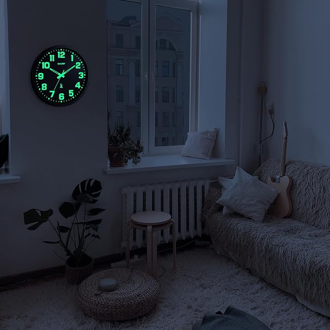 Sharp Glow in the Dark Atomic Analog Wall Clock - Image 9
